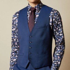 NWT Ted Baker Men's Francw Debonair Wool Waistcoat Navy Size 42R $195 G624